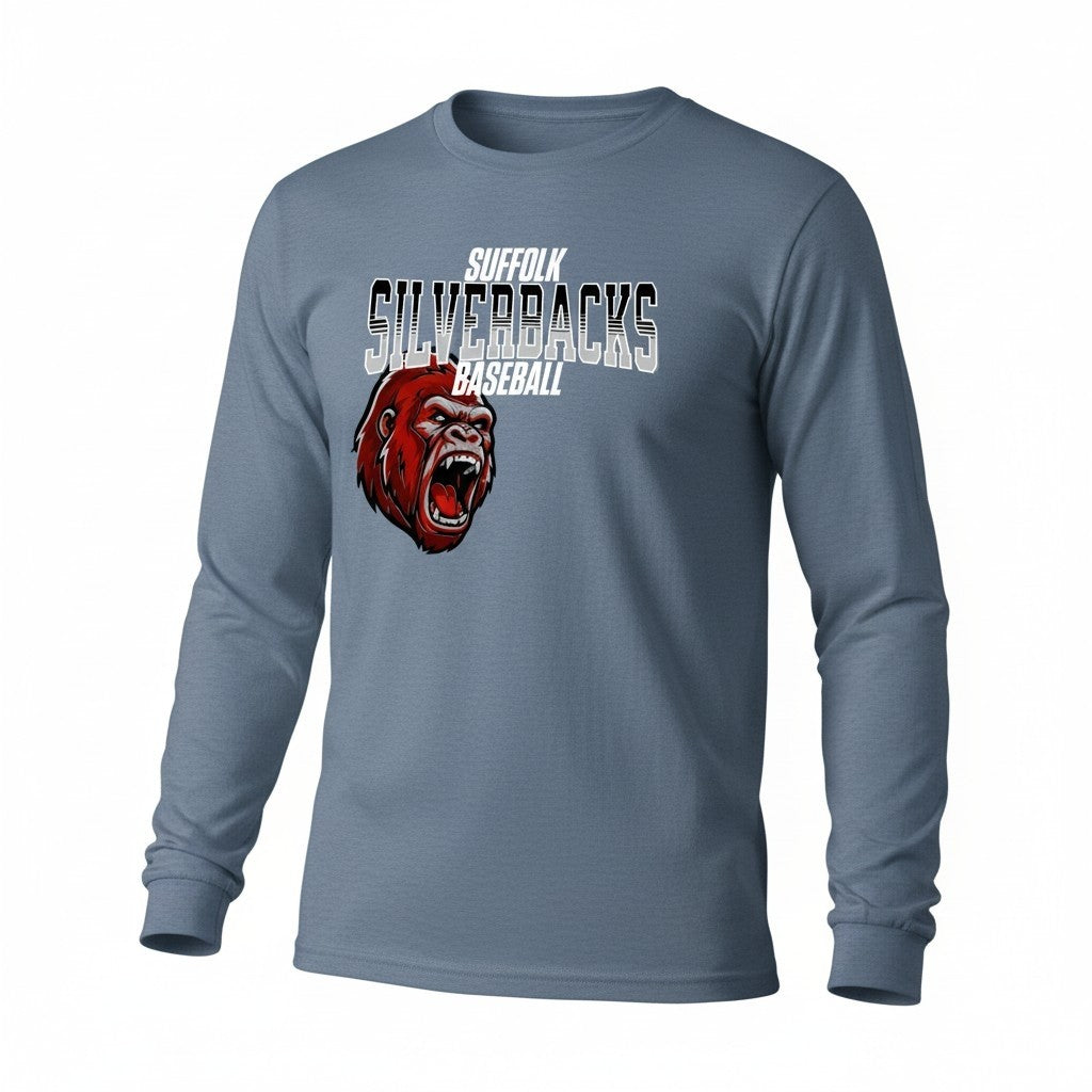 Suffolk Silverbacks Baseball  Super Fan Gildan Long Sleeve T shirt
